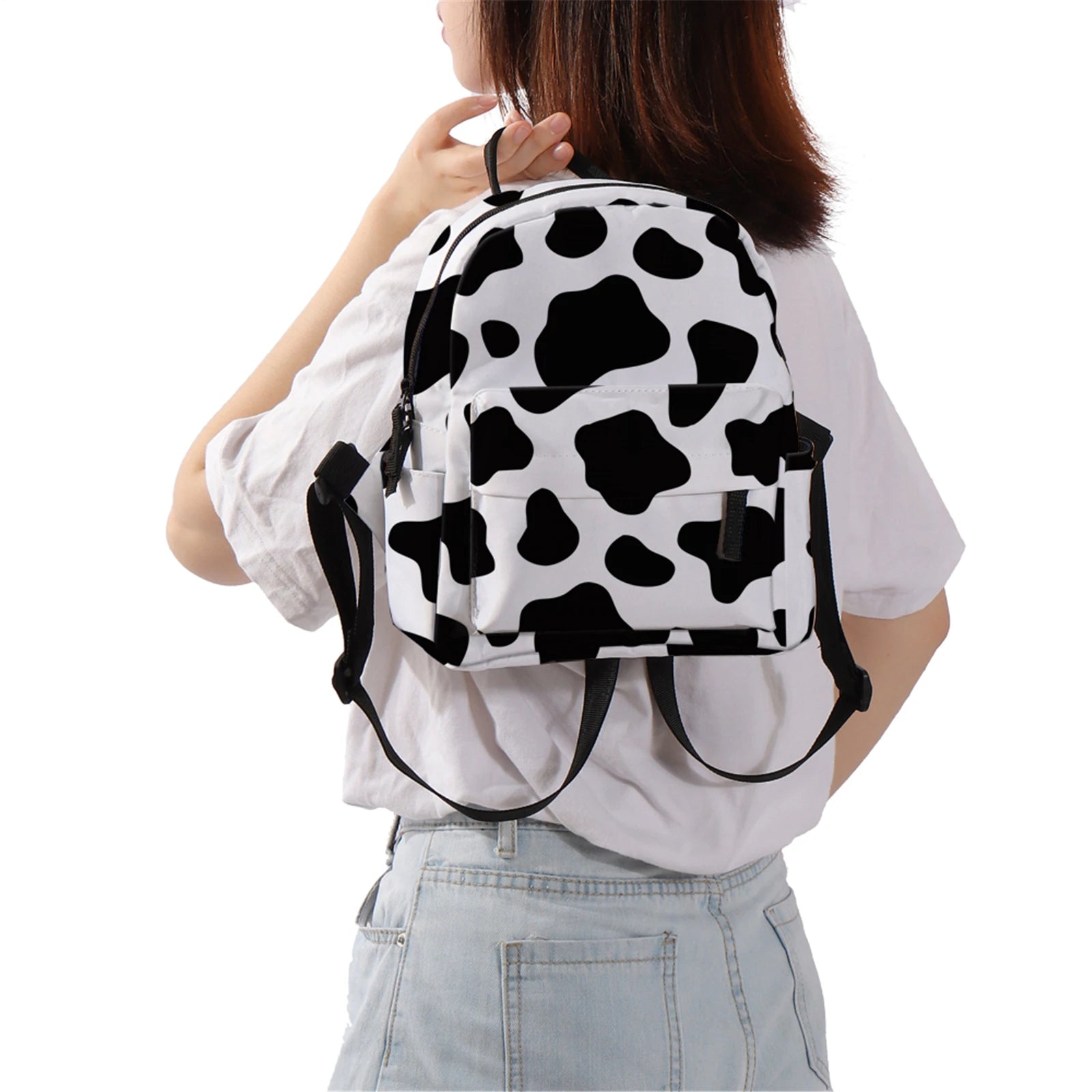 Deanfun Cow Spot Mini Backpack Waterproof Shoulder Bag for Teens