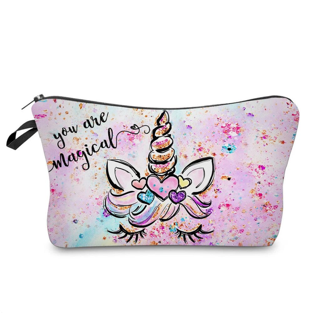 Deanfun Unicorn Cosmetic Bag Colorful Waterproof Printing Pencil Pouch