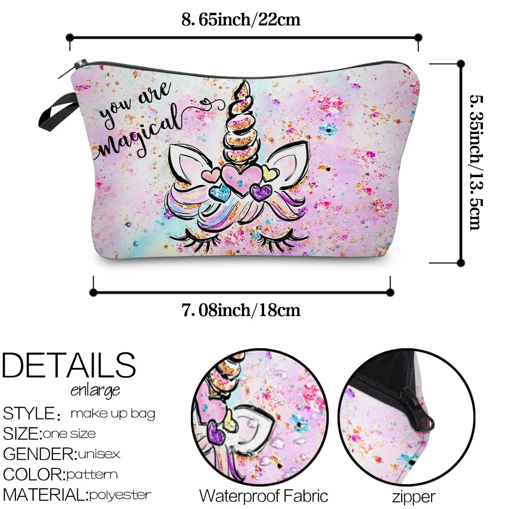 Deanfun Unicorn Cosmetic Bag Colorful Waterproof Printing Pencil Pouch