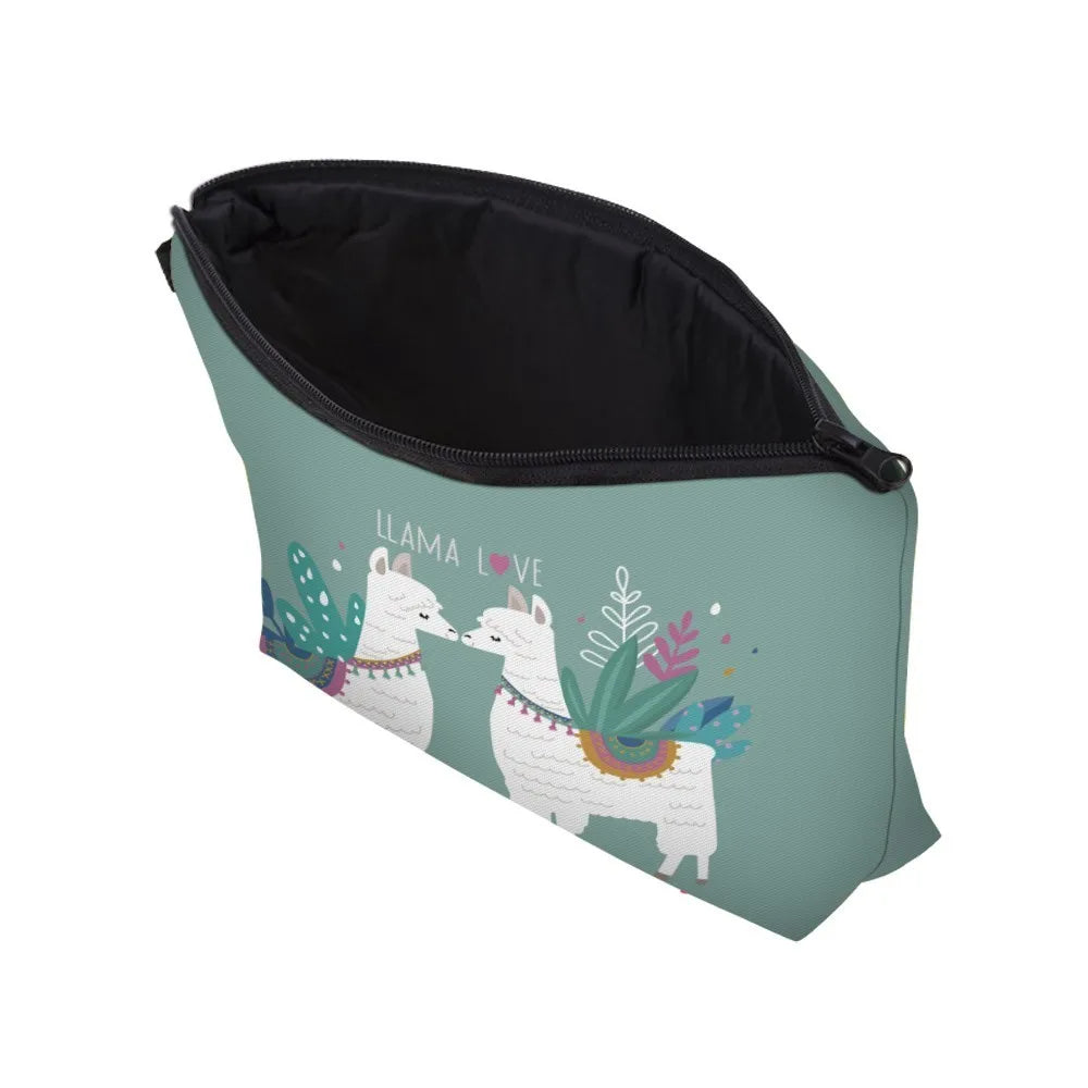 Deanfun Waterproof Makeup Bag Llama Love Cosmetic Bags Travel Cosmetic Pouchs