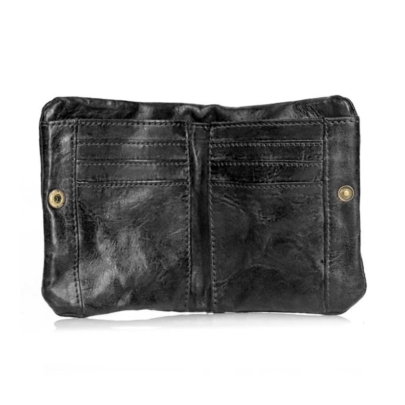 Soft Cowhide Bifold Purse with Zipper for Father's Christmas Gift