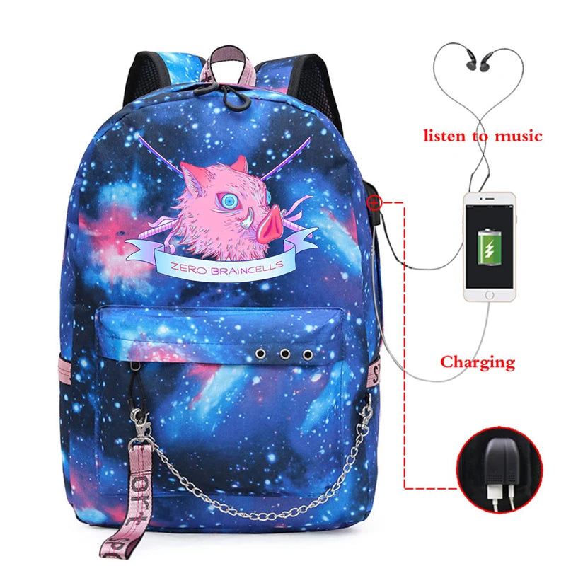 Demon Slayer Anime Gift Backpack College Student Travel Daypack Boys Bags