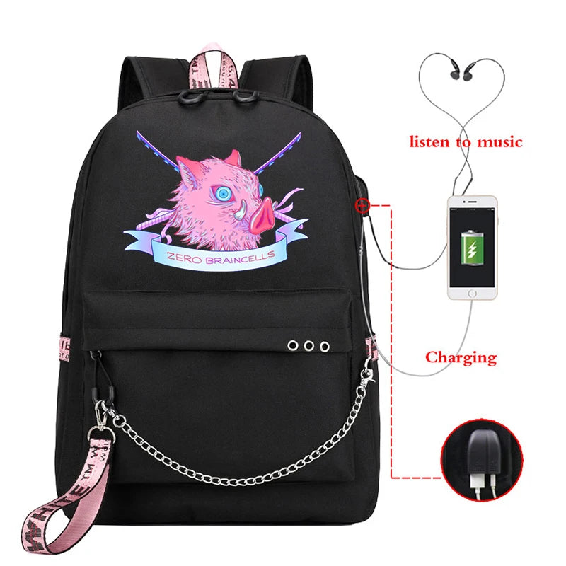 Demon Slayer Anime Gift Backpack College Student Travel Daypack Boys Bags
