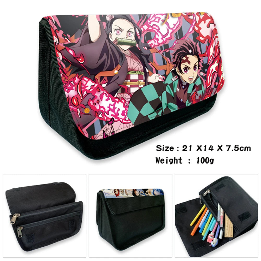 Demon Slayer Kimetsu No Yaiba Pencil Case Student Penbag School Stationery