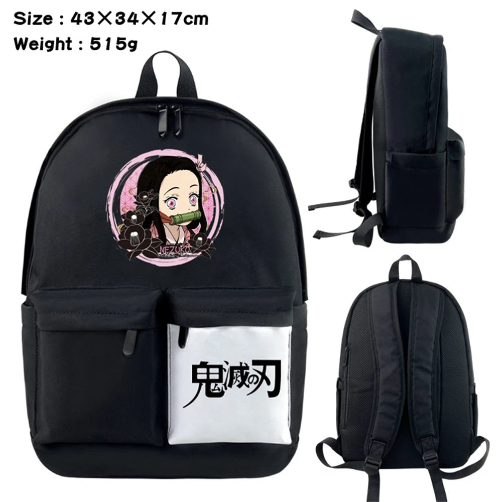 Demon Slayer Kimetsu no Yaiba Nylon Backpack Casual Knapsack Teenager Packsack