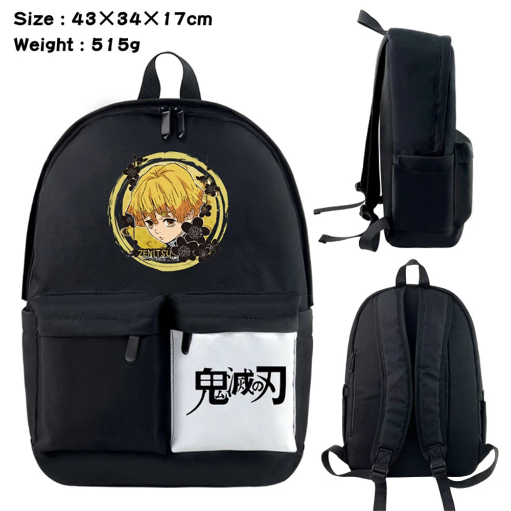 Demon Slayer Kimetsu no Yaiba Nylon Backpack Casual Knapsack Teenager Packsack