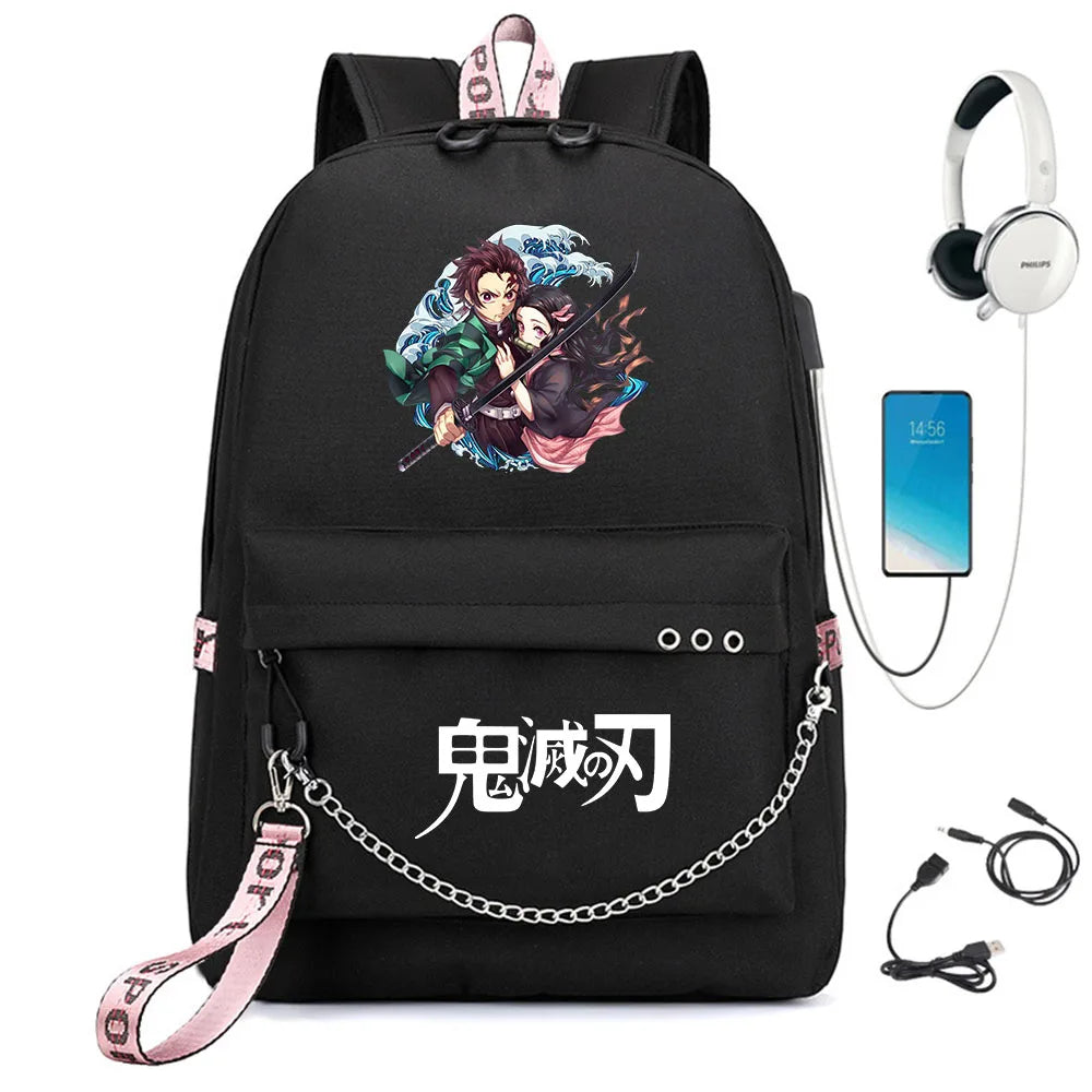 Demon Slayer Kimetsu no Backpack with USB Port