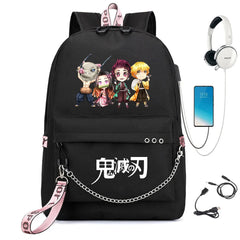 Demon Slayer Kimetsu no Yaiba Nylon Backpack Schoolbag Casual USB