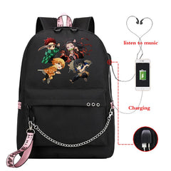 Demon Slayer Anti-theft Backpack Waterproof Fabric Large Female Shoulder Bag