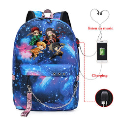 Demon Slayer Anti-theft Backpack Waterproof Fabric Large Female Shoulder Bag