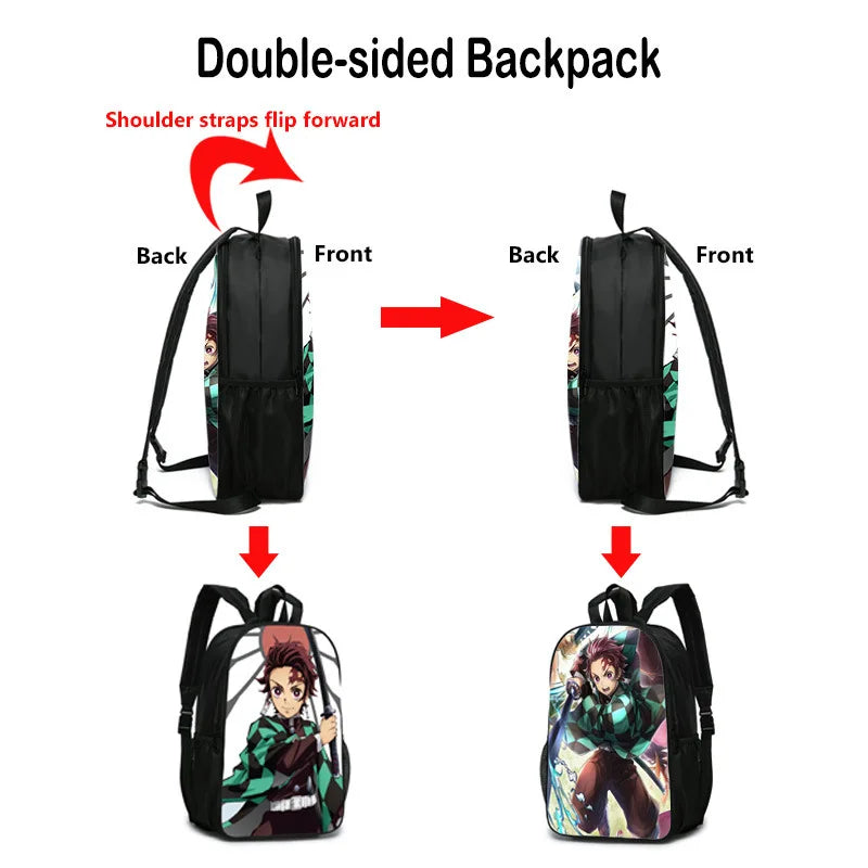Demon Slayer Kids Schoolbag Boys Girls Cosplay Tanjirou Zenitsu Backpack