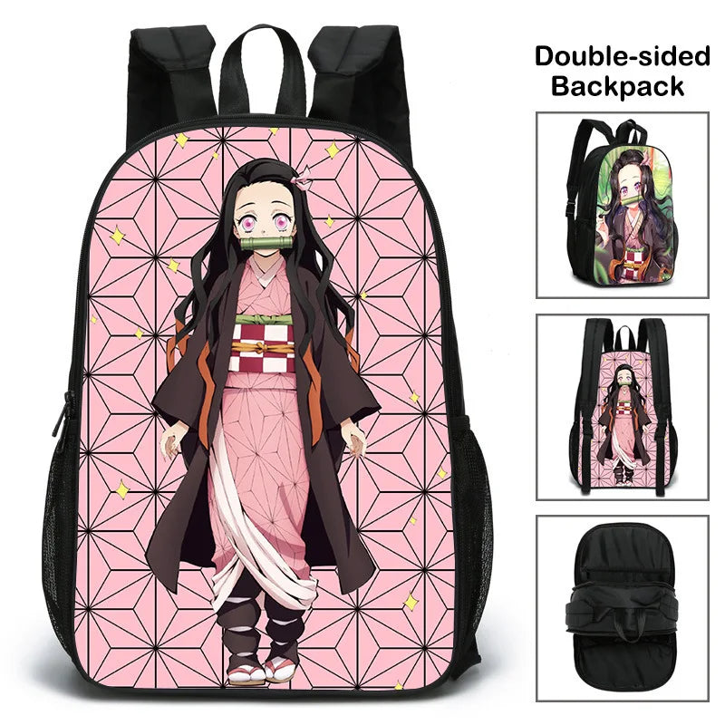 Demon Slayer Kids Schoolbag Boys Girls Cosplay Tanjirou Zenitsu Backpack