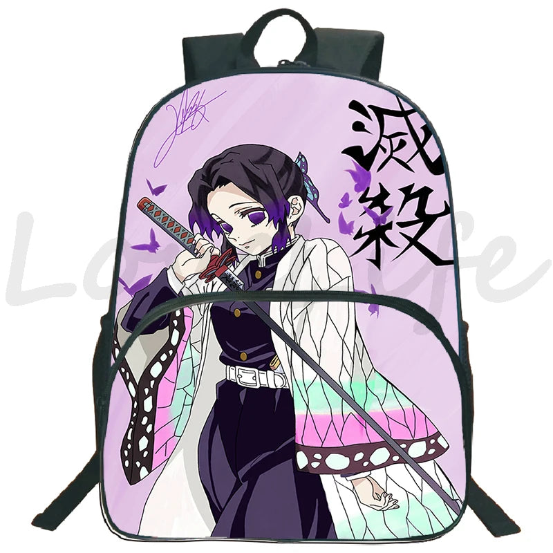Demon Slayer Shinobu Kocho Print Backpack Kimetsu No Yaiba School Bags For Girls