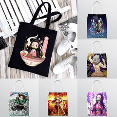Demon Slayer Shoulder Bags Women Handbags Nezuko Rengoku Canvas Tote