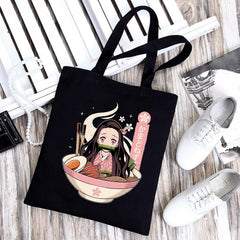 Demon Slayer Shoulder Bags Women Handbags Nezuko Rengoku Canvas Tote