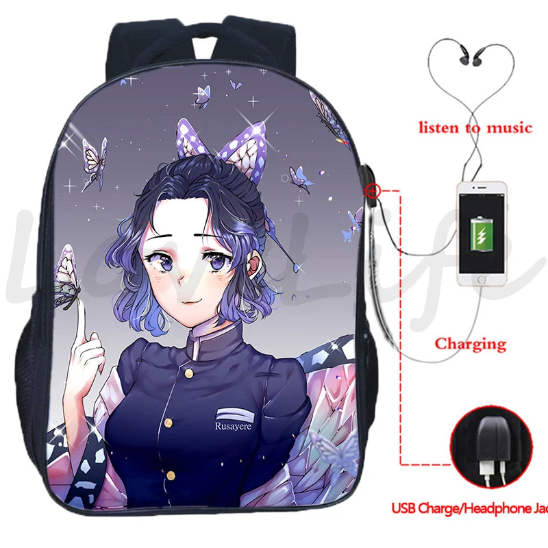 Demon Slayer Tanjirou Nezuko Anime School Backpack with USB Charging