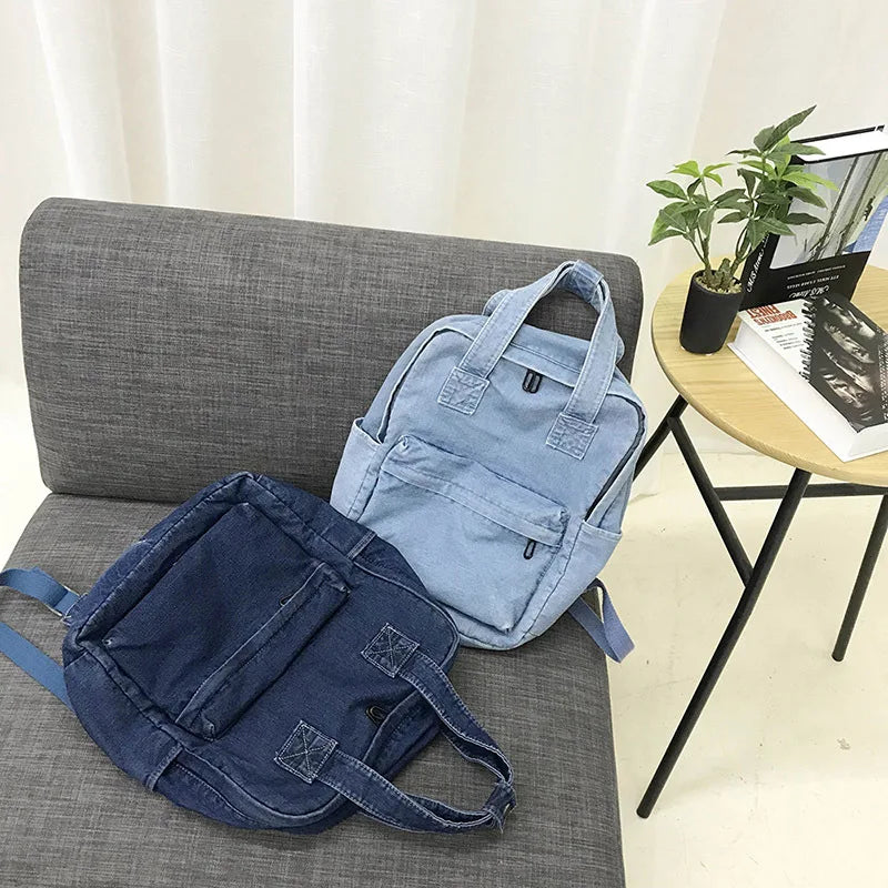 Denim Backpack Women Mochilas Bagpack Ladies Casual Vintage Travel Bag