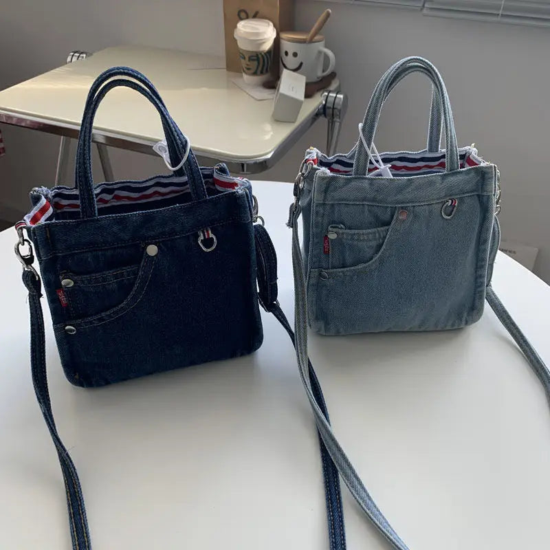 Denim Bag Women Satchels Canvas Casual Soft Shoulder Bag Handbag Purse