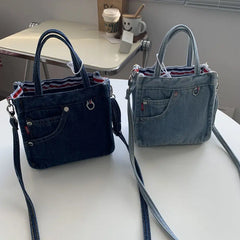 Denim Bag Women Satchels Canvas Casual Soft Shoulder Bag Handbag Purse