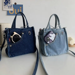 Denim Bag Women Satchels Canvas Casual Soft Shoulder Bag Handbag Purse