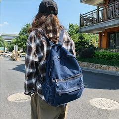 Denim Casual School Backpack Large Capacity for Girls Mochila Feminina