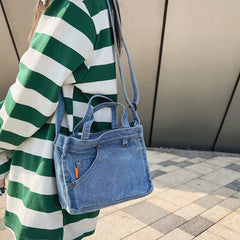 Denim Messenger Bag Crossbody Shoulder Bag for Girls Boys Women Men