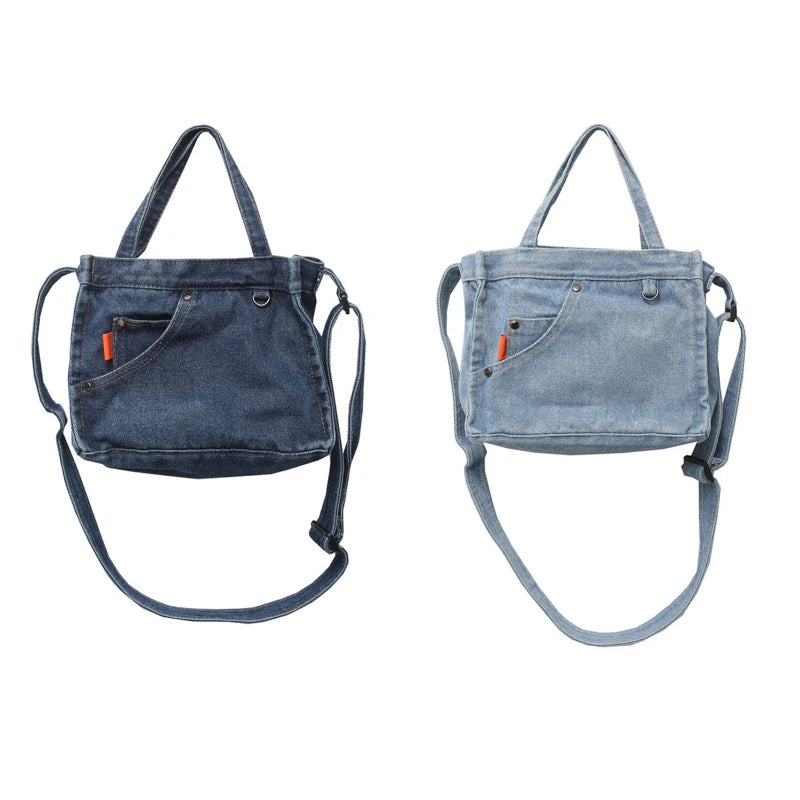 Denim Messenger Bag Crossbody Shoulder Bag for Girls Boys Women Men