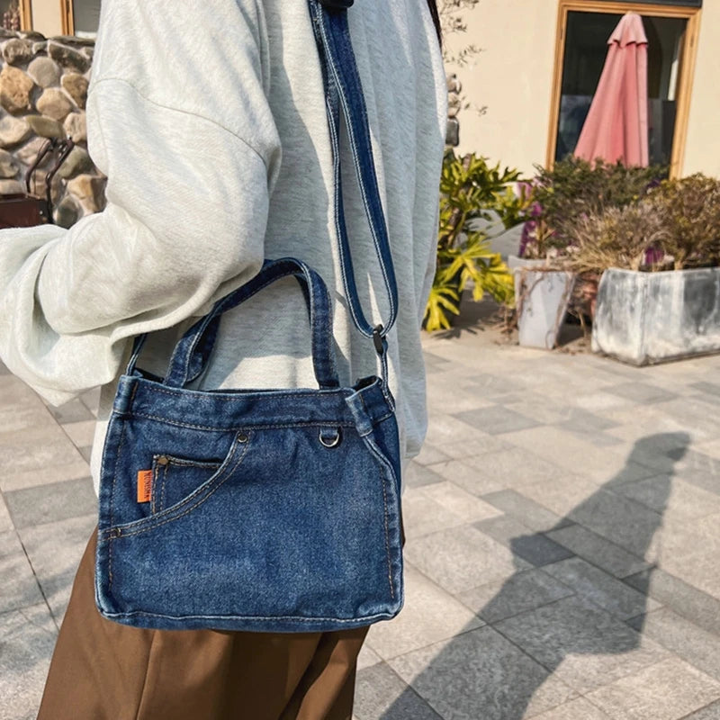 Denim Messenger Bag Crossbody Shoulder Bag for Girls Boys Women Men