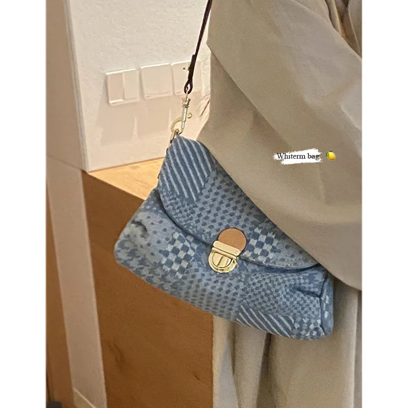Denim Cloth Women Shoulder Bag Canvas Fabric Handbag Small Tote Lady Purse