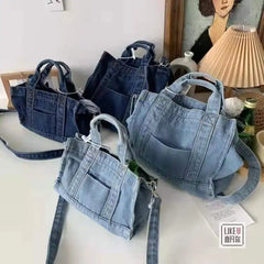 Denim Cloth Women Little Shoulder Bag Girl Light Canvas Fabric Handbag