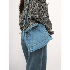 Denim Cloth Women Little Shoulder Bag Girl Light Canvas Fabric Handbag