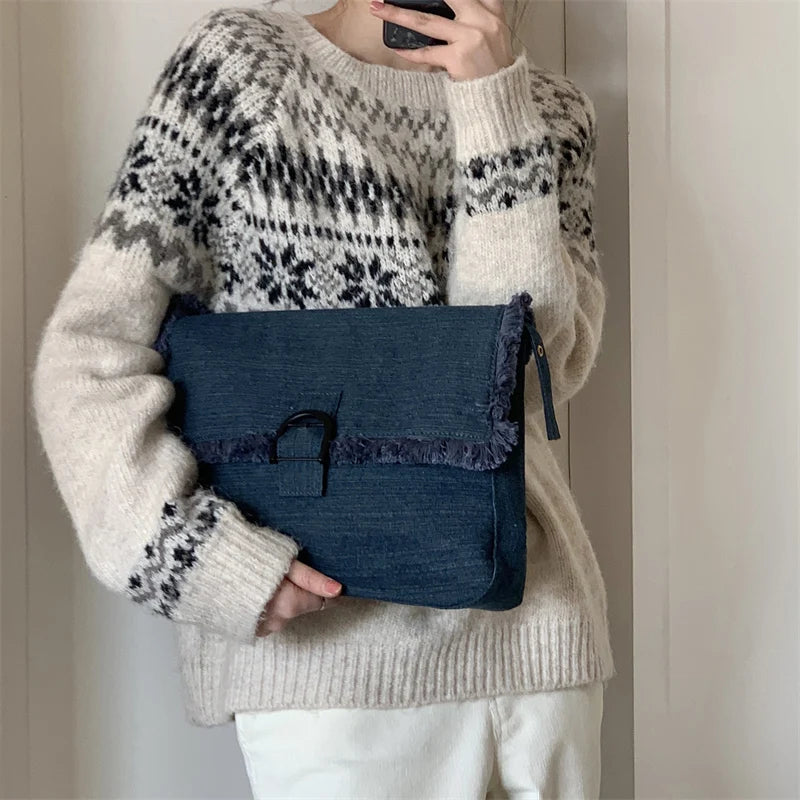 Denim Cloth Women's Messenger Bag Large Capacity Shoulder Handbag Casual Tote