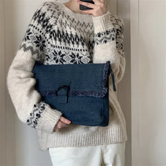 Denim Cloth Women's Messenger Bag Large Capacity Shoulder Handbag Casual Tote
