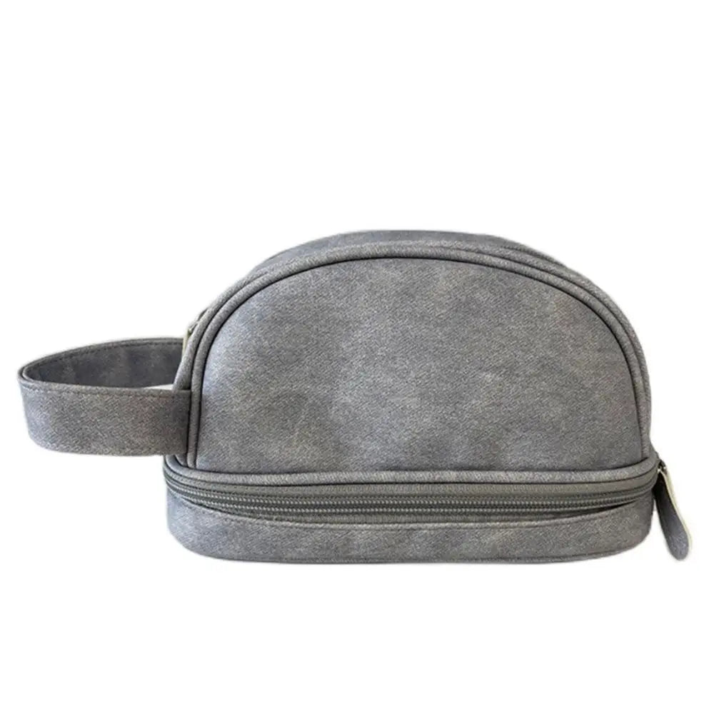 Denim Cosmetic Bag Wet Dry Separation Double-Layer Wash Bag Portable Makeup...