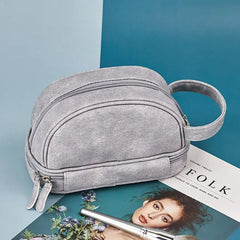 Denim Cosmetic Bag Wet Dry Separation Double-Layer Wash Bag Portable Makeup...