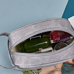 Denim Cosmetic Bag Wet Dry Separation Double-Layer Wash Bag Portable Makeup...