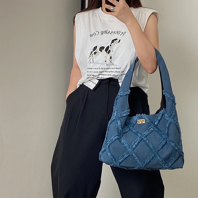 Denim Women Tote Handbags Large Capacity Female Shoulder Bag