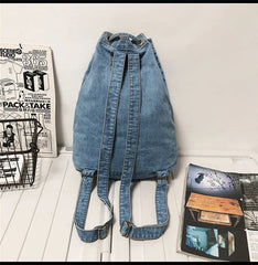 Denim Drawstring Women Backpack Big Capacity Casual Cotton Travel Shoulder Bag