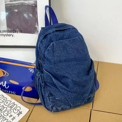 Denim Fabric Women's Backpack Bag Large Capacity Female Backbags