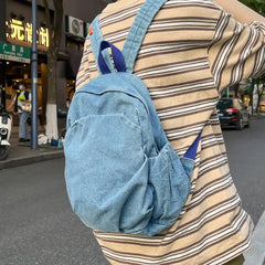 Denim Fabric Women's Backpack Bag Large Capacity Female Backbags
