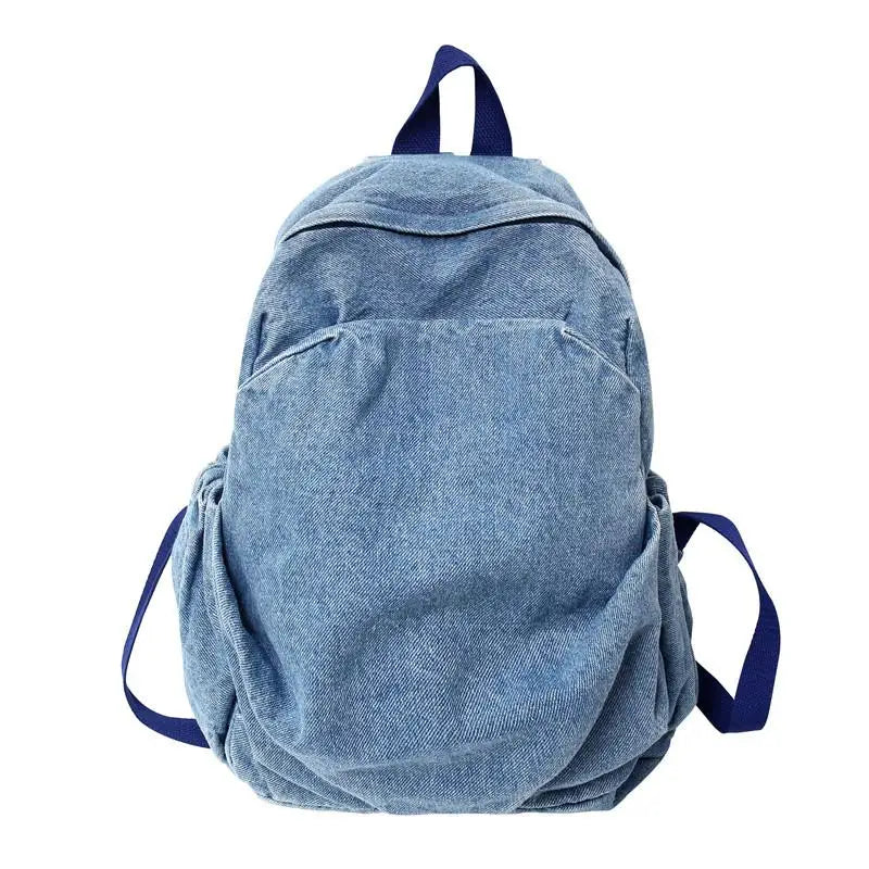 Denim Fabric Women's Backpack Bag Large Capacity Female Backbags