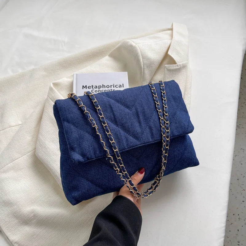 Denim Jeans Casual Big Shoulder Crossbody Bag Girl Totes For Women