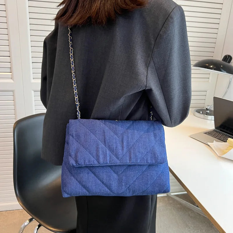 Denim Jeans Casual Big Shoulder Crossbody Bag Girl Totes For Women