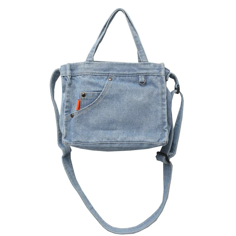 Denim Jeans Shoulder Crossbody Bag Totes for Women Large Capacity Handbag Purse