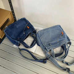 Denim Jeans Shoulder Crossbody Bag Totes for Women Large Capacity Handbag Purse