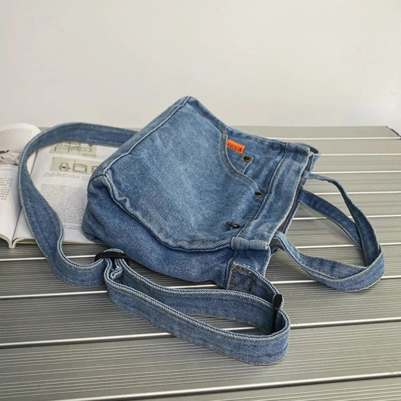 Denim Jeans Shoulder Crossbody Bag Totes for Women Large Capacity Handbag Purse