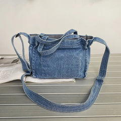 Denim Jeans Shoulder Crossbody Bag Totes for Women Large Capacity Handbag Purse