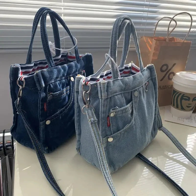 Denim Jeans Shoulder Crossbody Bag Large Capacity Totes for Women