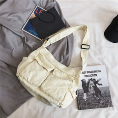 Women's Denim Leisure Shoulder Bag Large Capacity Solid Tooling Satchel