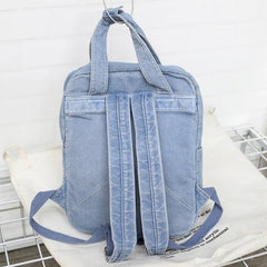 Denim School Backpack Women Travel Bag Preppy Style for Teenage Girls